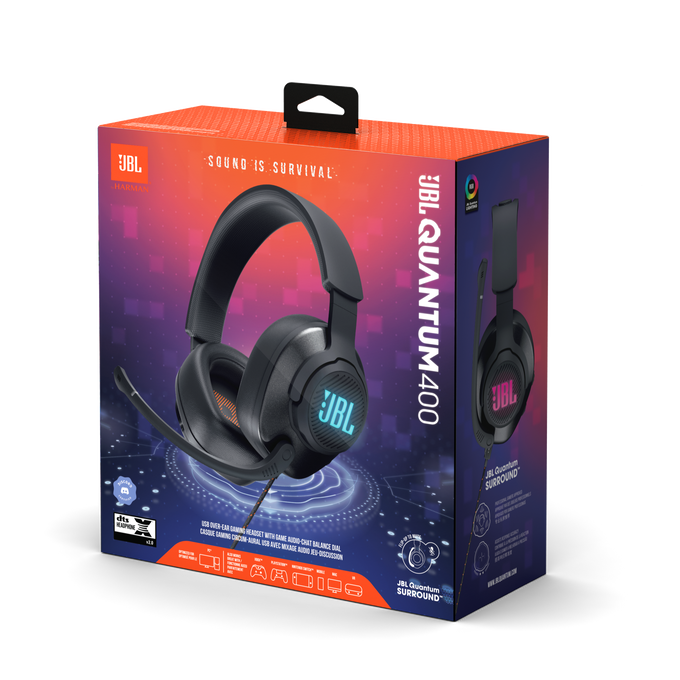 JBL Quantum 400 - Black - USB over-ear PC gaming headset with game-chat dial - Detailshot 15 image number null